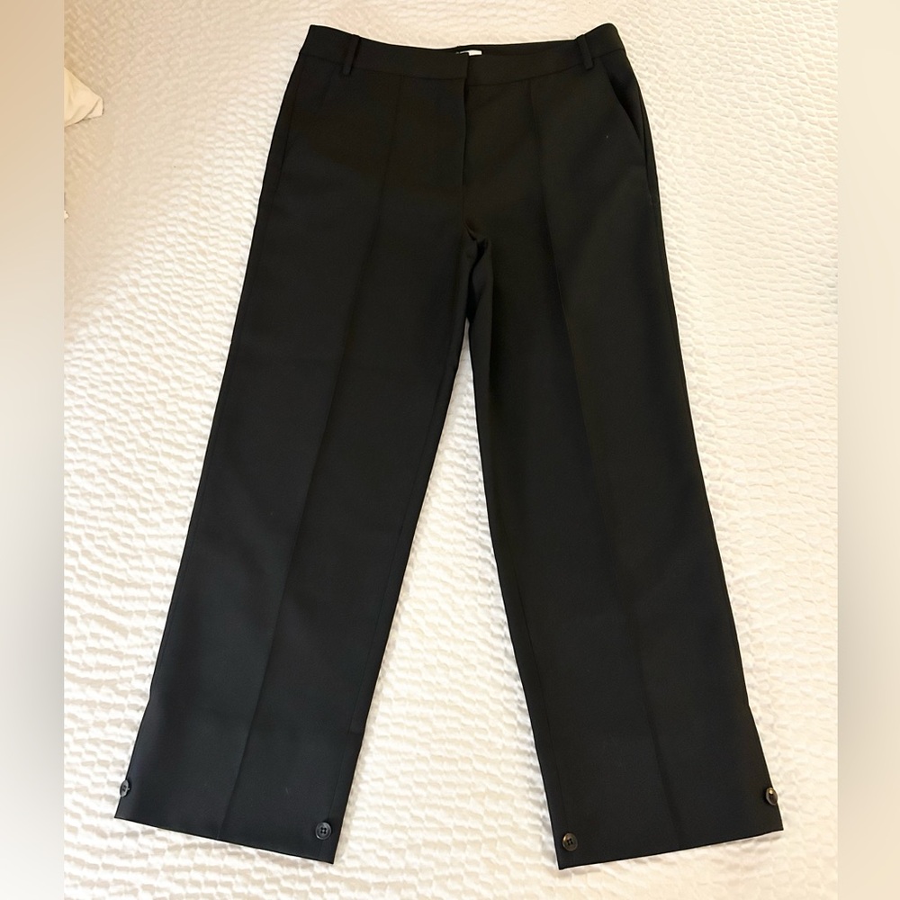 TIBI CROPPED GRAIN DE POUDRE WOOL PANTS IN BLACK size 4 NWOT